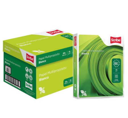 HOJA OFICIO SCRIBE VERDE 75gr. C/500 93% Blancura